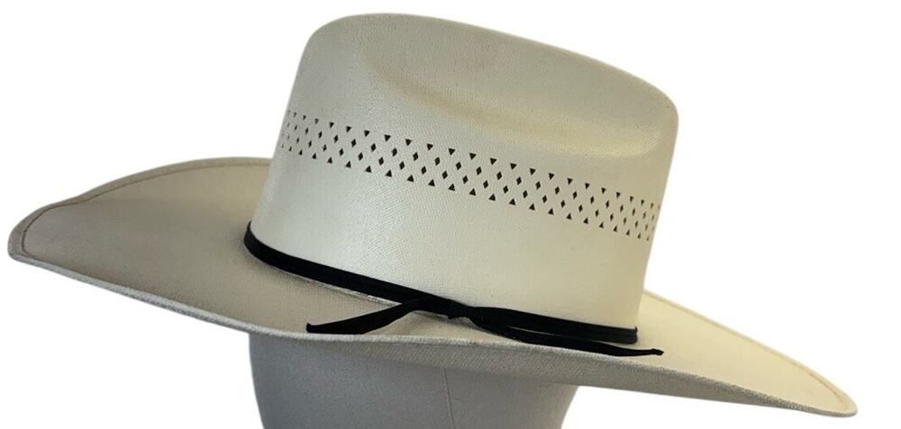 Vintage 90s Cowboy Canvas Western Cowboy Hat Cream White Vented Brim Adult Mens